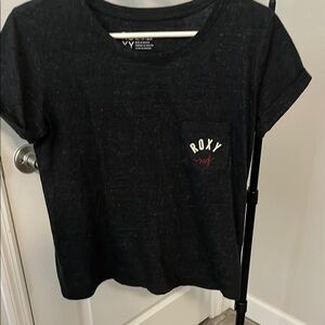 Roxy Black Cuffed Sleeve Short Tee